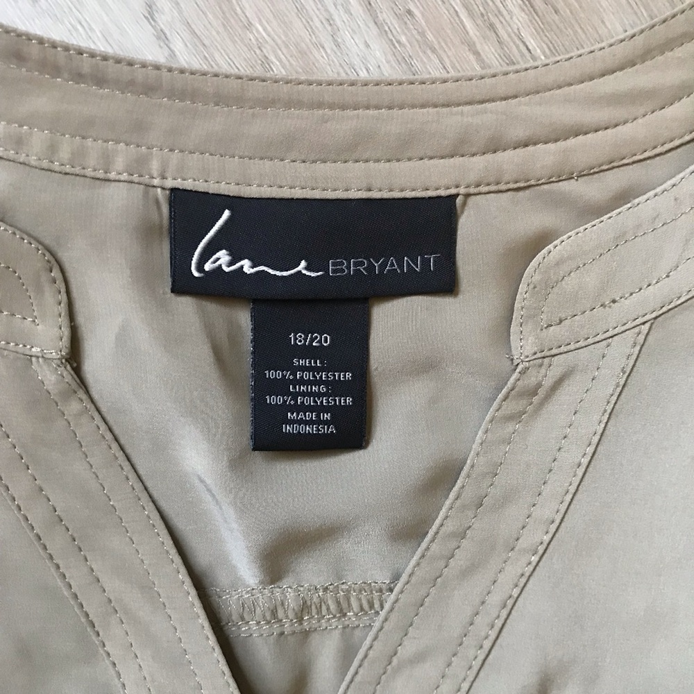 Lane Bryant Tan Button-Up Dress with Drawstring Waist - Picture 3 of 7